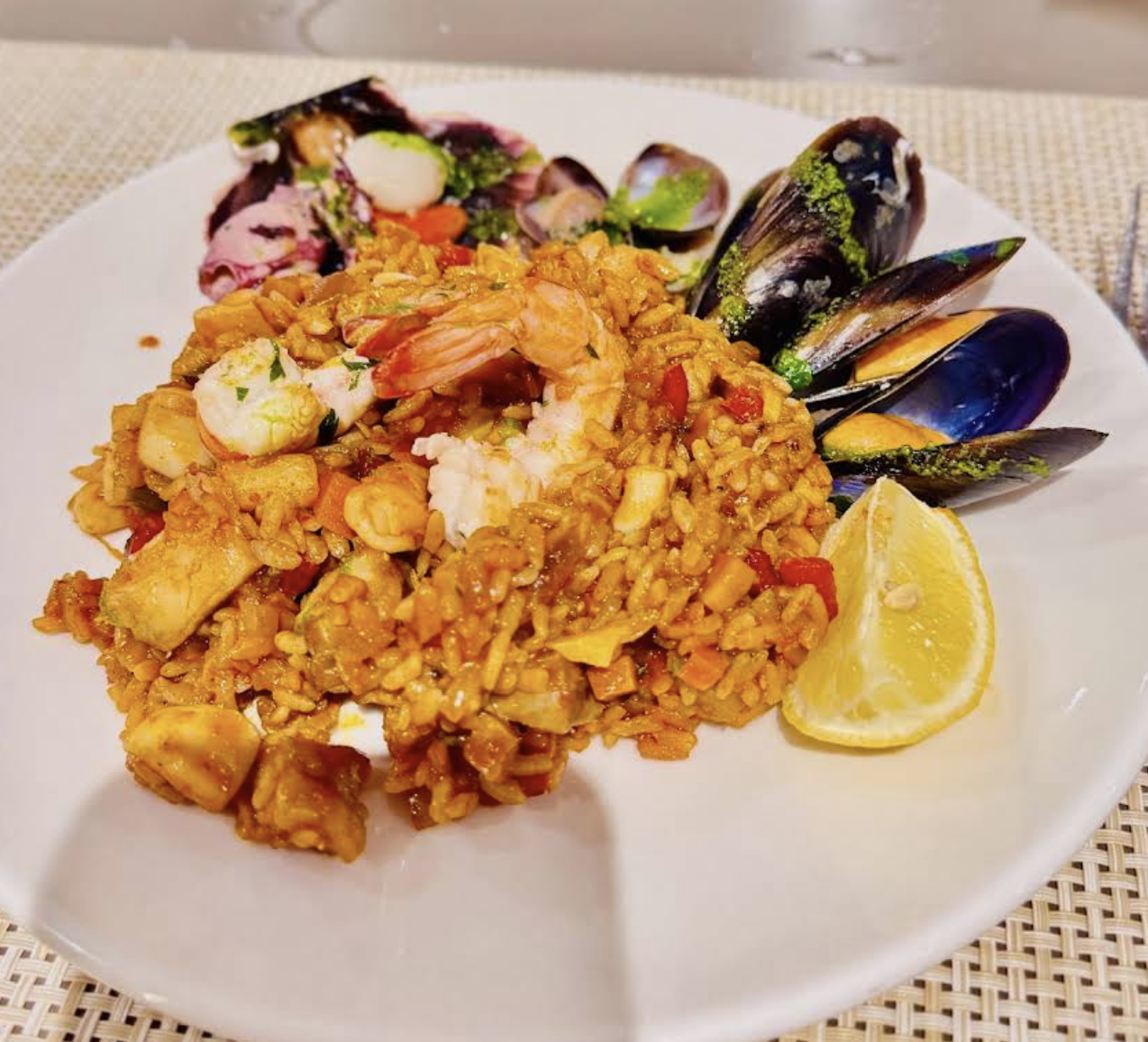 Fresh seafood at marina restaurant